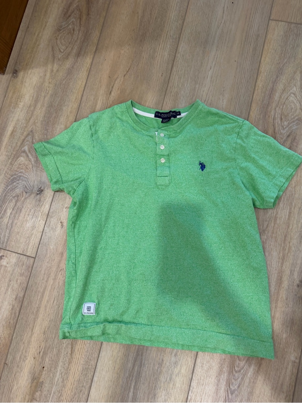 U.S. Polo Assn. Boys' Heather Lime Green Henley Polo